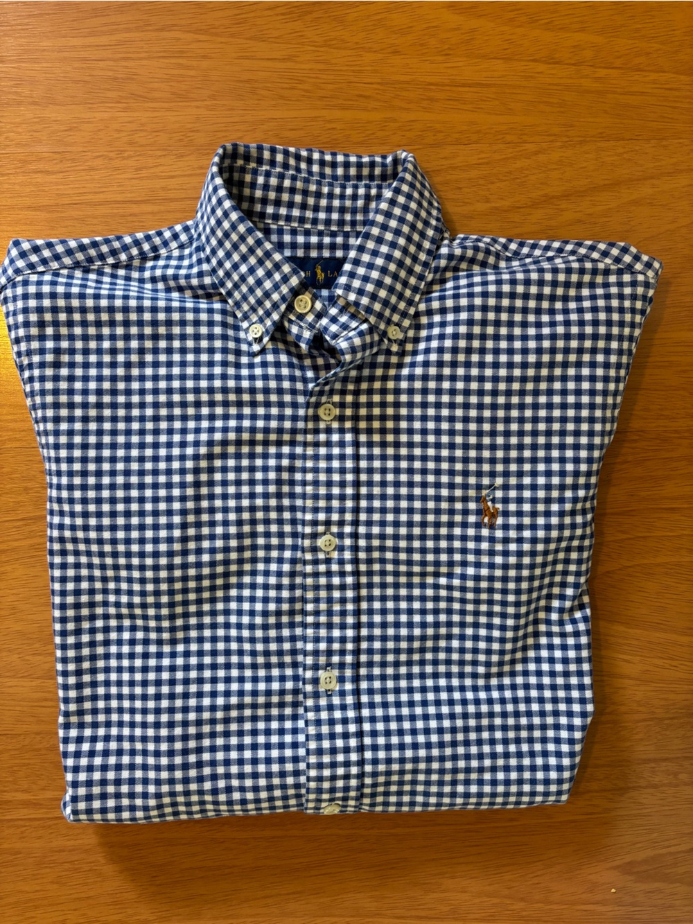 Polo by Ralph Lauren Blue and White Gingham Button-Down Short Sleeve Shirt